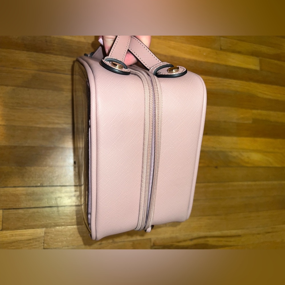 Calpak Clear Travel Cosmetic Bag with Blush Trim - Picture 7 of 10